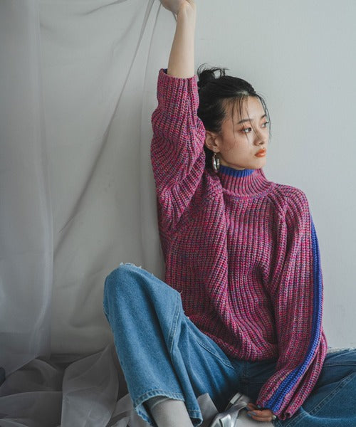 袖口彩色混合針織