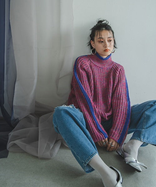 袖口彩色混合針織