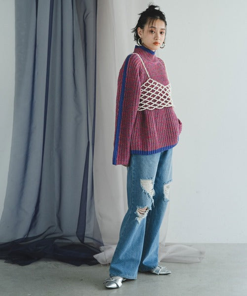 袖口彩色混合針織
