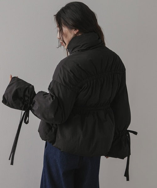 多絲帶仿羽絨大衣