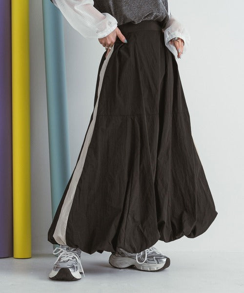 Balloon nylon maxi skirt