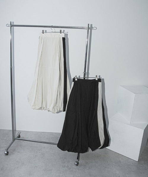 Balloon nylon maxi skirt