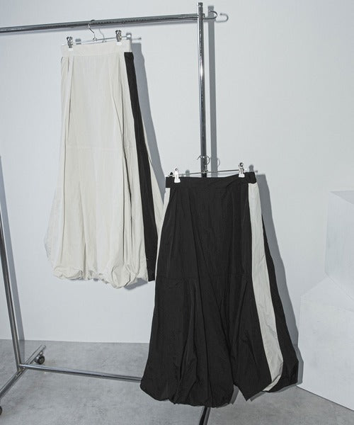 Balloon nylon maxi skirt