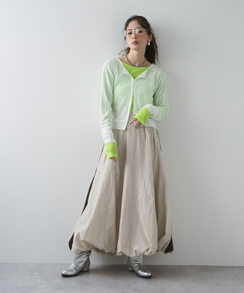 Balloon nylon maxi skirt