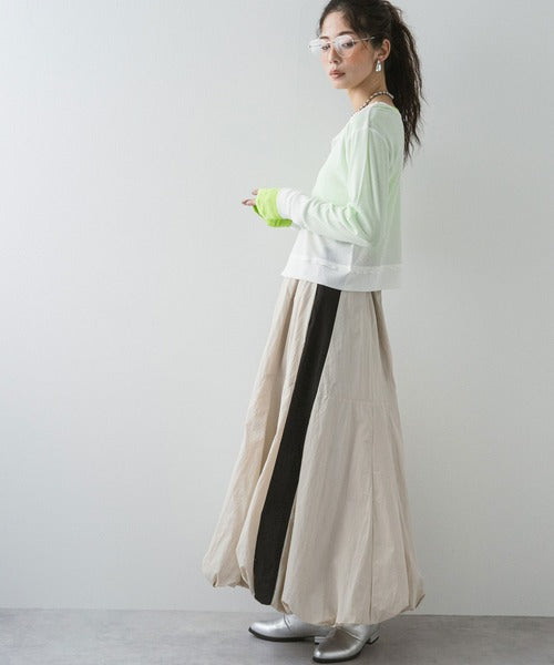 Balloon nylon maxi skirt