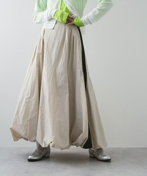 Balloon nylon maxi skirt