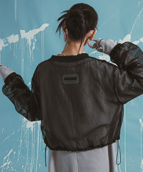 wide-sleeved mesh jacket