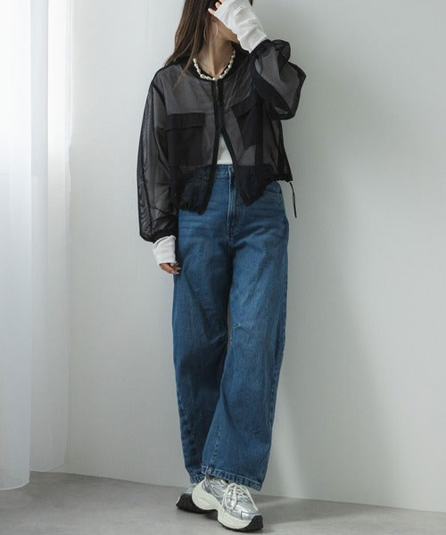 wide-sleeved mesh jacket