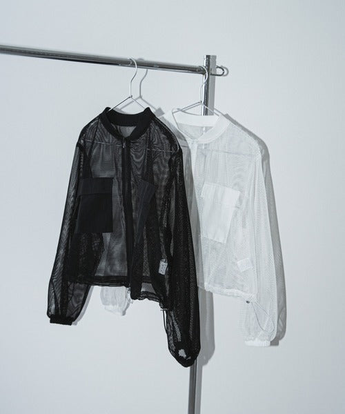 wide-sleeved mesh jacket