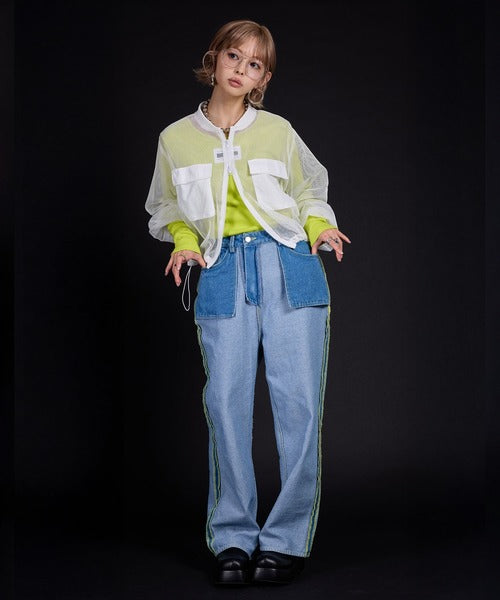 wide-sleeved mesh jacket