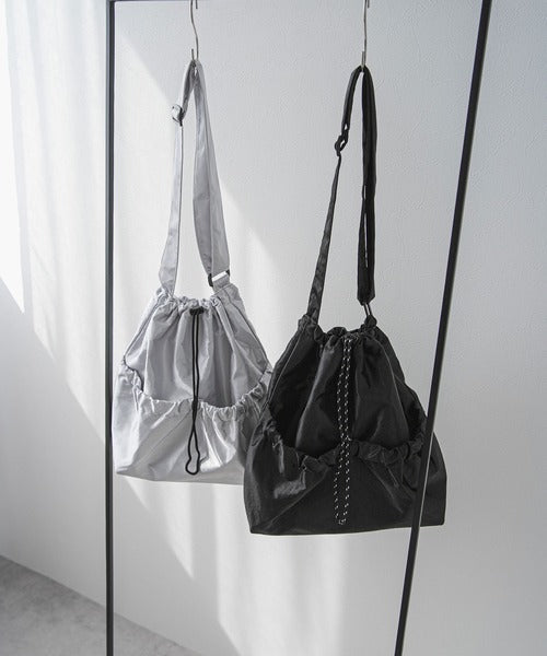 satin drawstring shoulder bag
