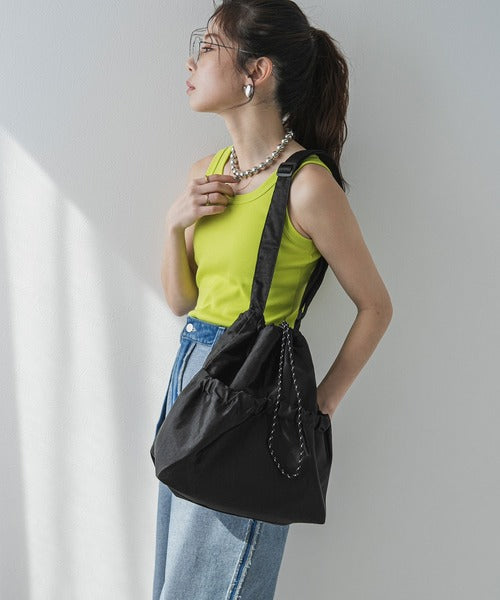 satin drawstring shoulder bag