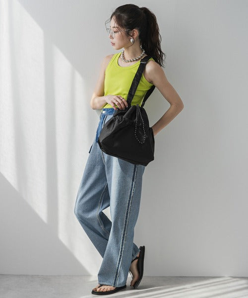 satin drawstring shoulder bag