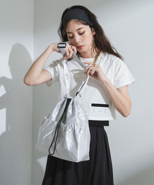 satin drawstring shoulder bag