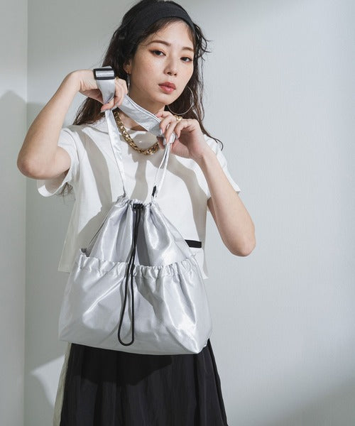 satin drawstring shoulder bag
