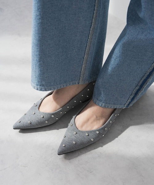 Rivet pointed toe lace-up high heels