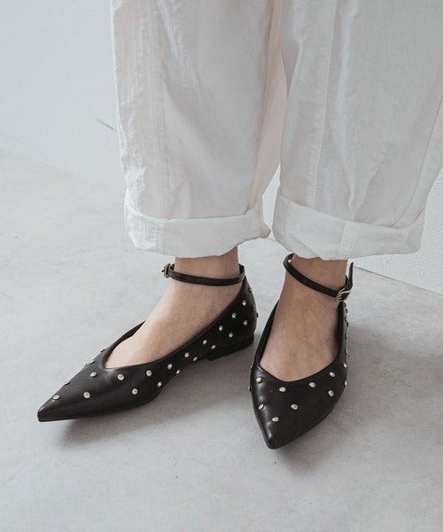 Rivet pointed toe lace-up high heels