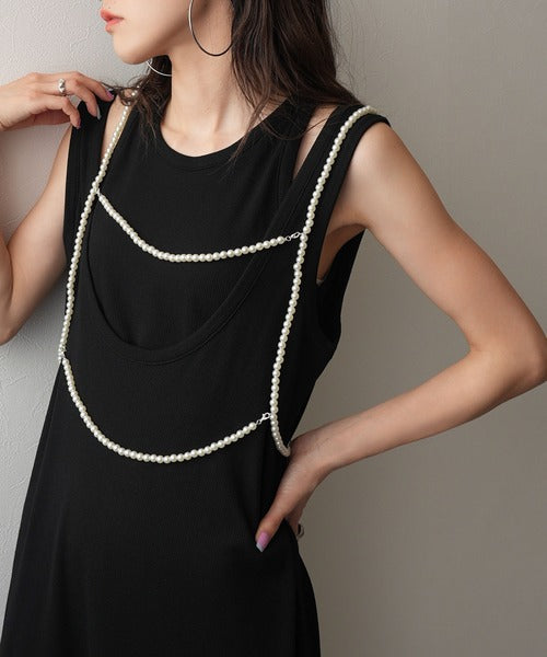 Pearl and Bead Harness Necklace