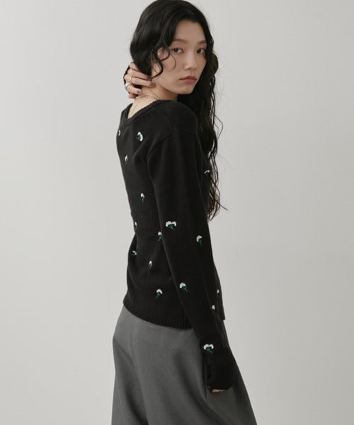 花朵刺繡開襟衫