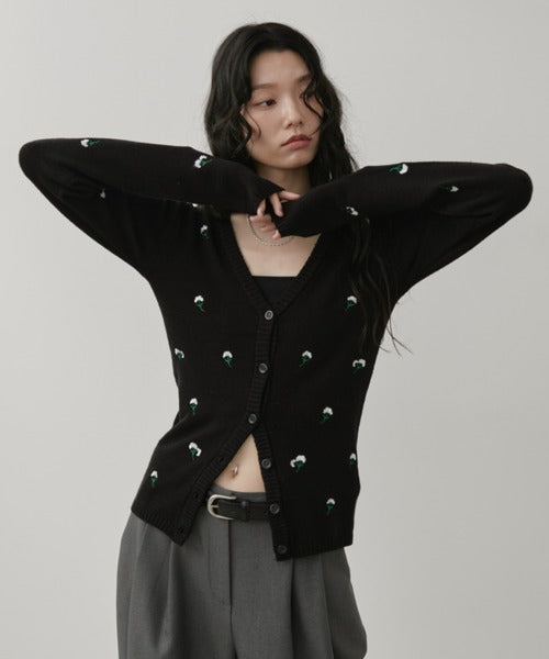 花朵刺繡開襟衫