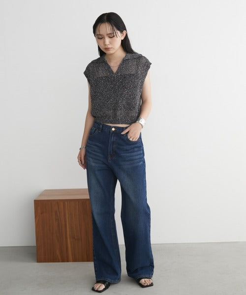 Mixed Mesh Captain Sleeveless Top/Vest