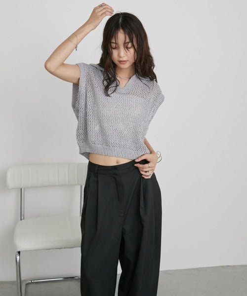 Mixed Mesh Captain Sleeveless Top/Vest