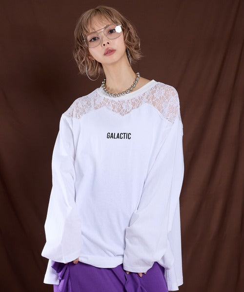 Lace-butted oversized long T-shirt