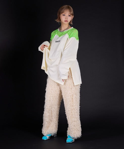 Lace-butted oversized long T-shirt