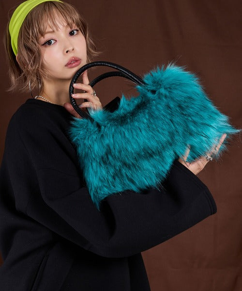 Colorful fur Boston bag