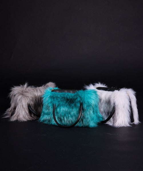 Colorful fur Boston bag