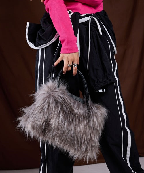 Colorful fur Boston bag
