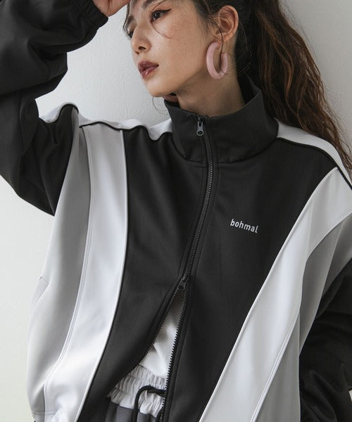 Original embroidered colorway knitted track jacket