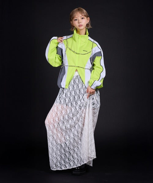 Original embroidered colorway knitted track jacket
