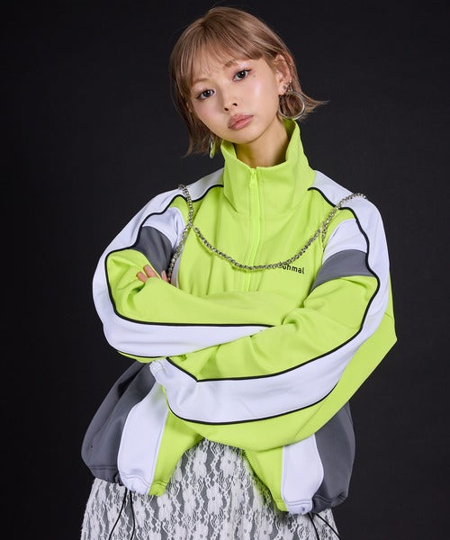 Original embroidered colorway knitted track jacket