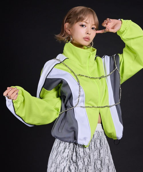 Original embroidered colorway knitted track jacket