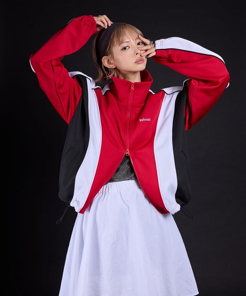 Original embroidered colorway knitted track jacket