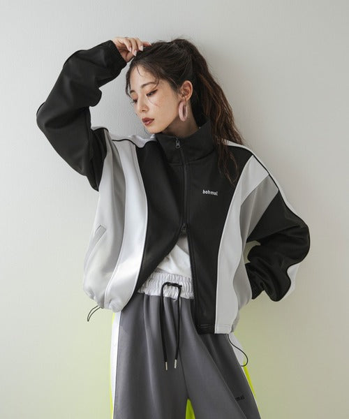 Original embroidered colorway knitted track jacket