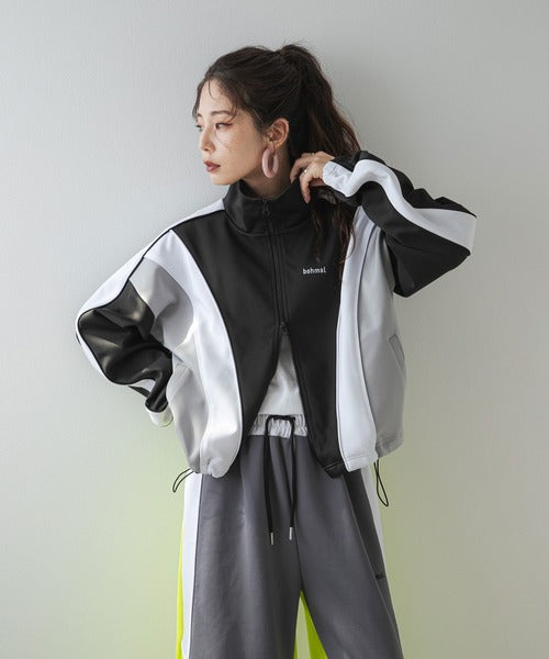 Original embroidered colorway knitted track jacket