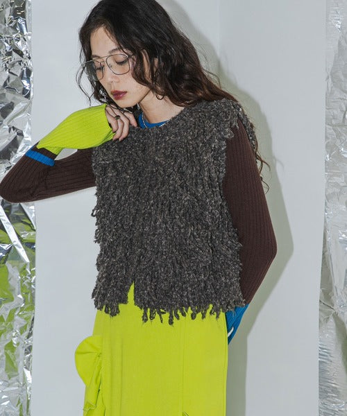 fringed knitted vest