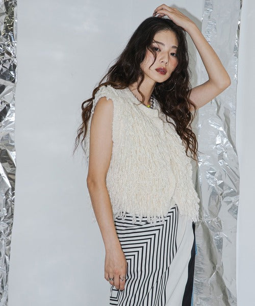 fringed knitted vest