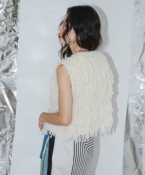 fringed knitted vest