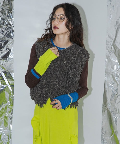 fringed knitted vest