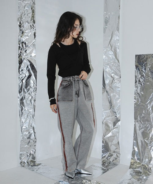 Faux Layered V-Neck Knit Sweater