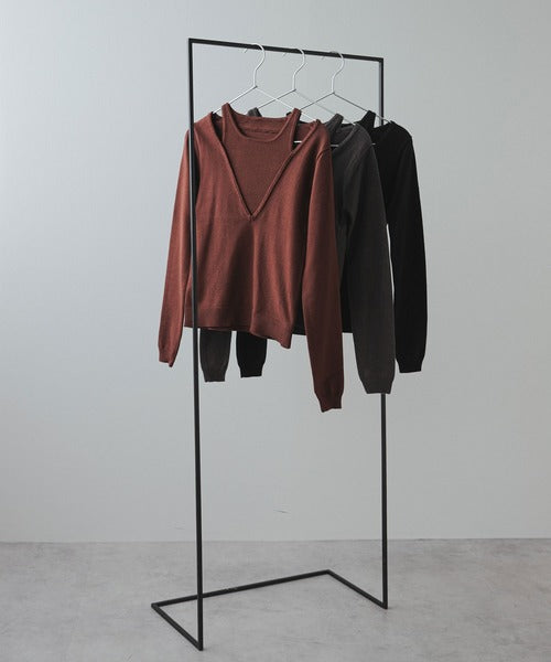 Faux Layered V-Neck Knit Sweater