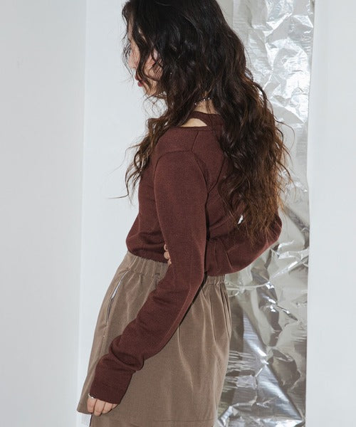 Faux Layered V-Neck Knit Sweater