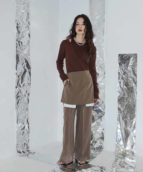 Faux Layered V-Neck Knit Sweater