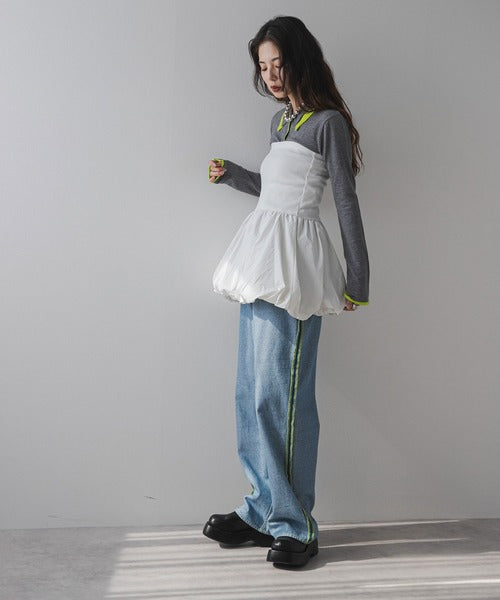 Nude lantern hem top