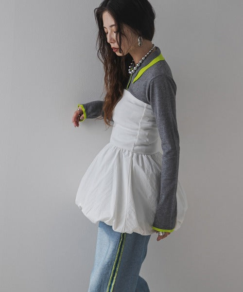 Nude lantern hem top