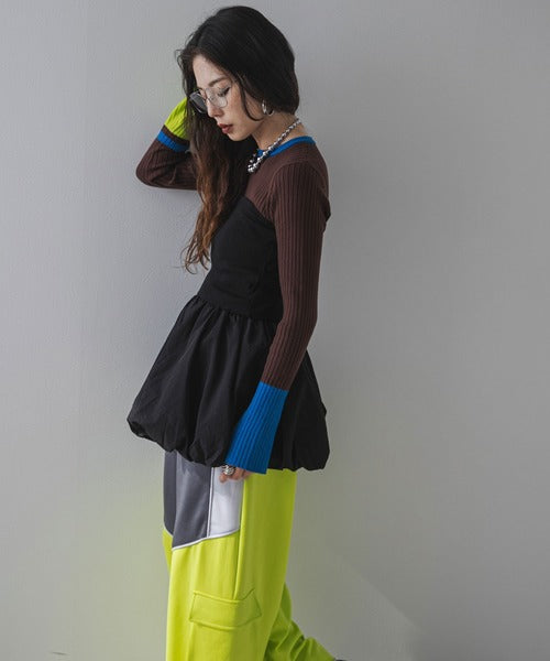 Nude lantern hem top