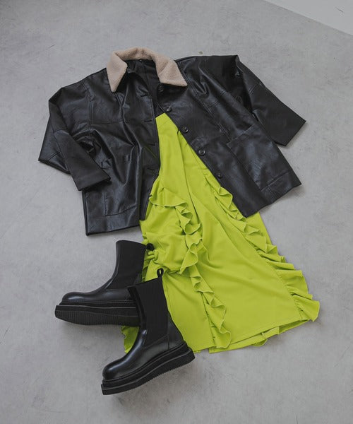 Oversized faux leather loose-fitting jacket